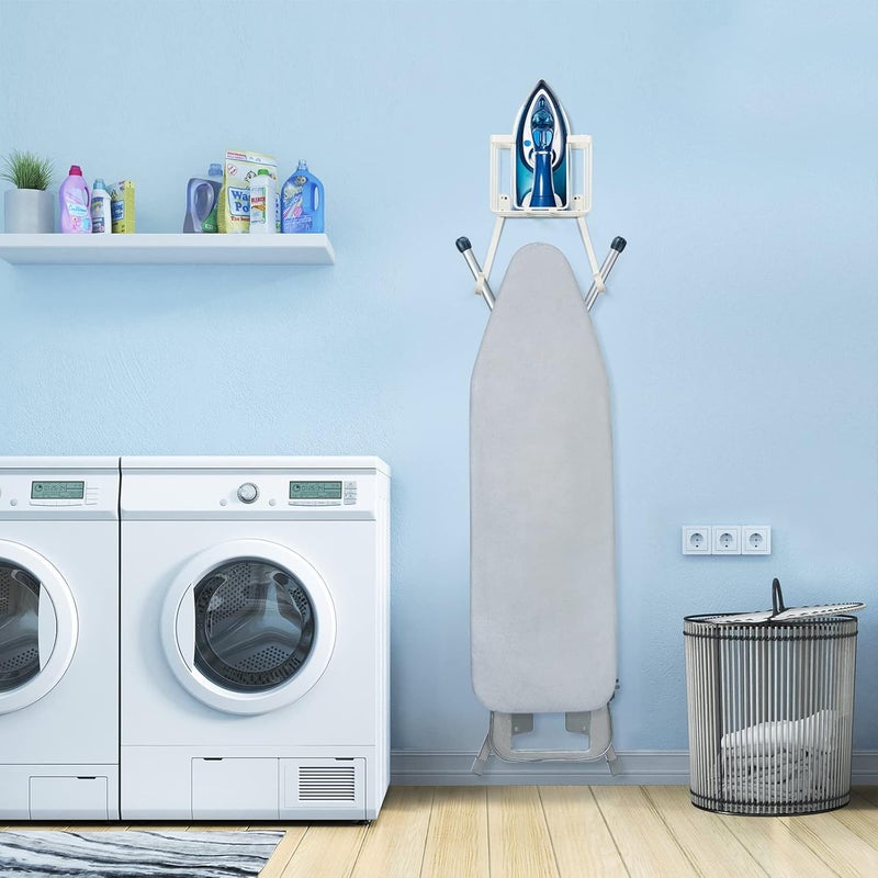 ORLESS Over The Door/Wall Mount Ironing Board Hanger, Laundry Room Iron and Ironing Caddy Board Storage Holder White - Image 3